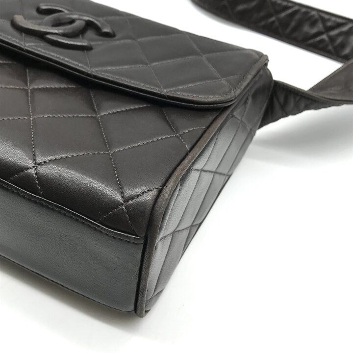 Chanel Quilted CC Logo Lambskin Leather Shoulder Bag Brown — view 6