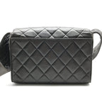 Chanel Quilted CC Logo Lambskin Leather Shoulder Bag Brown — view 3