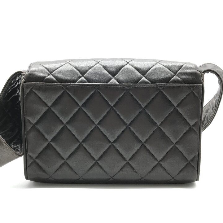 Chanel Quilted CC Logo Lambskin Leather Shoulder Bag Brown — view 3