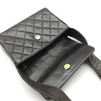 Chanel Quilted CC Logo Lambskin Leather Shoulder Bag Brown — view 8