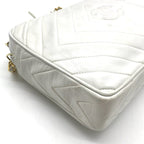 Chanel CC Logo Quilted Lambskin Leather Fringe Chain Shoulder Bag White — view 5