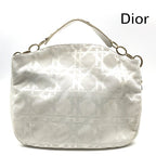 Dior Cannage Gold Canvas Chain Hand Tote White