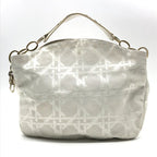 Dior Cannage Gold Canvas Chain Hand Tote White — view 3