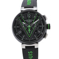 Louis Vuitton Tambour Chronograph Damier Graphite Lace Watch Black Dial