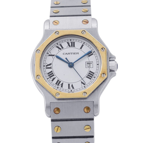 Cartier Santos Octagon LM Watch White Dial Quartz