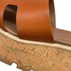 Hermes Sandals Eze Leather Cork 36 Shoes Wedge Sole Logo — view 8