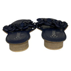 Chanel Camellia CC Logo Leather Sandals 35 Navy — view 3