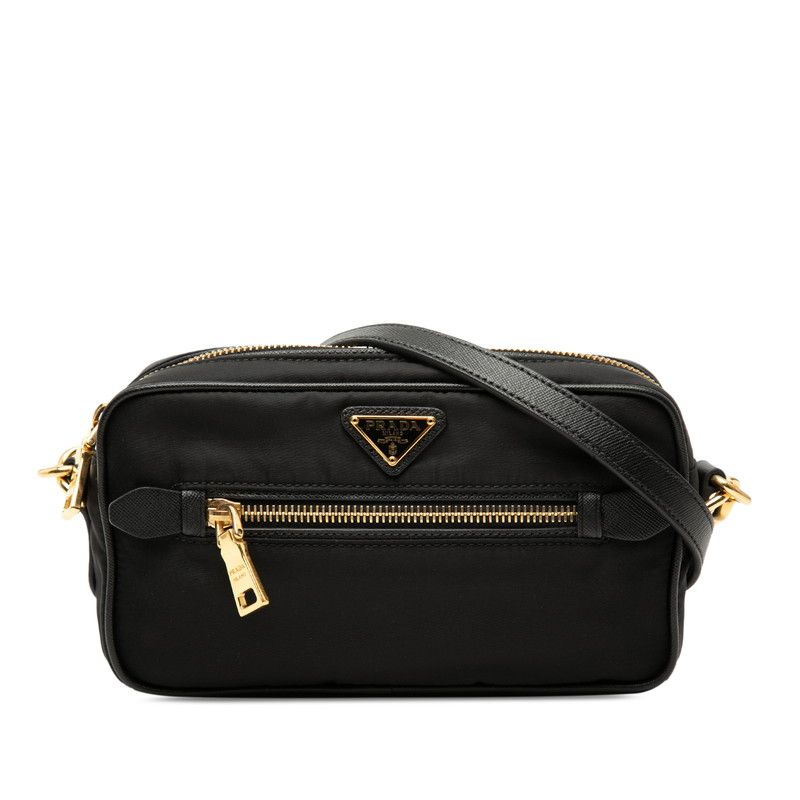 Prada Crossbody Shoulder Bag Black Nylon Leather