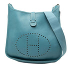 Hermes Evelyne 3 GM Crossbody Shoulder Bag Blue Jean Silver Taurillon Clemence