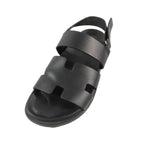 Hermes Genius Logo Leather Sandals Back Strap Techno Shoes 42 Black — view 4