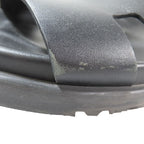 Hermes Genius Logo Leather Sandals Back Strap Techno Shoes 42 Black — view 8
