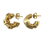 Bottega Veneta Bolt Motif Hoop Stud Earrings Silver Gold Plated