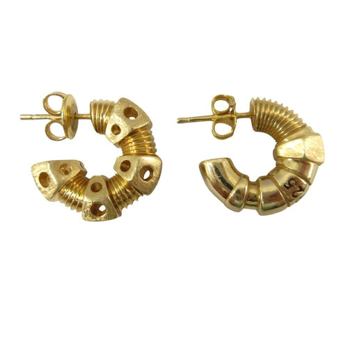 Bottega Veneta Bolt Motif Hoop Stud Earrings Silver Gold Plated — view 2