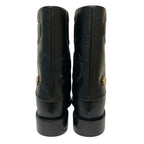 Chanel Camellia Leather Short Boots 36.5 Black — view 3