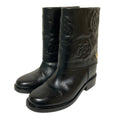 Chanel Camellia Leather Short Boots 36.5 Black