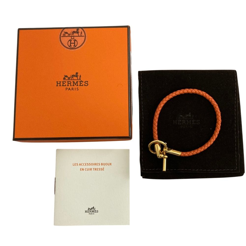 Hermes Glenan Leather Bracelet Orange — view 2