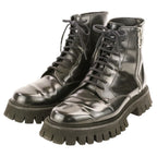 Gucci GG Logo Leather Side Zip Short Boots 7 Black — view 2