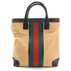 Gucci Tote Brown Camel Canvas Leather 002 Gold