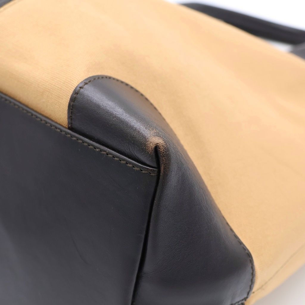 Gucci Tote Brown Camel Canvas Leather 002 Gold — view 6