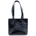 Chanel Logo Handbag Mini Tote Black Patent Enamel Gold
