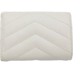 Saint Laurent Paris Trifold Wallet Compact Coin Case Ivory Leather Gold — view 2