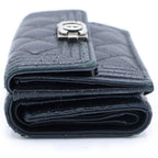 Chanel Trifold Wallet Compact Coin Case Black Caviar Leather Silver — view 3
