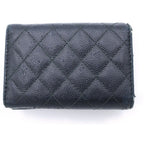 Chanel Trifold Wallet Compact Coin Case Black Caviar Leather Silver — view 2