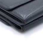 Chanel CC Logo Trifold Wallet Compact Coin Case Black Caviar Silver — view 5