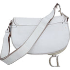 Dior Saddle Stitch Shoulder Bag White Leather Silver — view 2