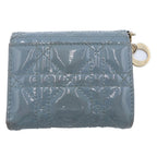 Dior Lotus Wallet Trifold Compact Coin Case Smoky Blue Cannage Patent Leather — view 2