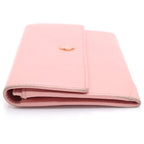 Chanel CC Logo Bifold Wallet Card Case Pink Leather Gold — view 3