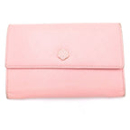 Chanel CC Logo Bifold Wallet Card Case Pink Leather Gold