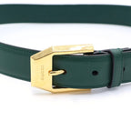 Gucci Gold Square Buckle Leather Belt Green — view 4