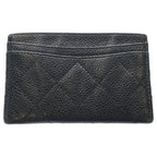 Chanel Quilted Card Case Business Holder Black Caviar Leather Gold — view 2