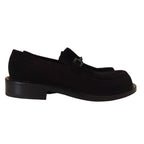Gucci Horsebit Suede Leather Loafers Shoes Black — view 4