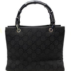 Gucci Handbag Bamboo Tote Nylon Black Travel