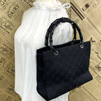Gucci Handbag Bamboo Tote Nylon Black Travel — view 3