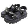 Celine Leather Fabric Sandals Bulky Shoes Black 38.5