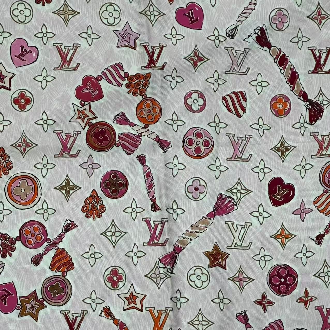 Louis Vuitton Scarf Silk Monogram Pink — view 6