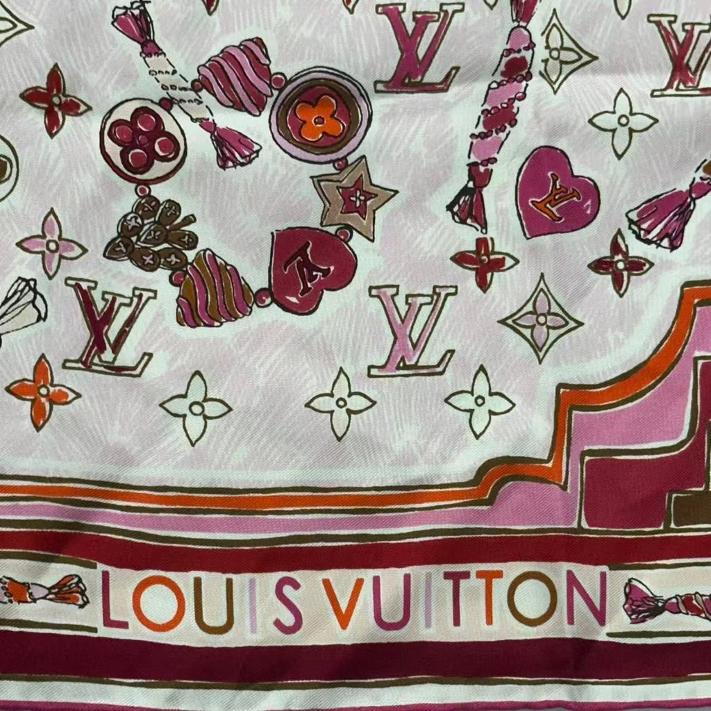 Louis Vuitton Scarf Silk Monogram Pink — view 7
