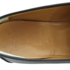 Hermes Chaine D'ancre Loafers Moccasins Leather Logo Gold 36.5 Black — view 7