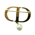 Dior Petit CD Brooch Resin Pearl Rhinestone Gold — view 2