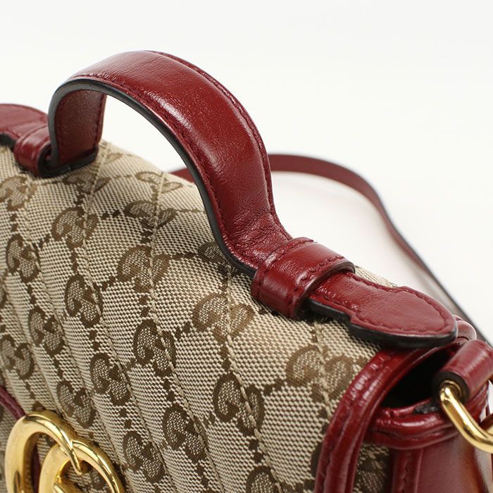 Gucci Mini Top Handle Bag GG Marmont Handbag Canvas Leather — view 7