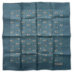 Hermes Scarf Silk Horse Print Handkerchief Blue