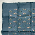 Hermes Scarf Silk Horse Print Handkerchief Blue — view 2