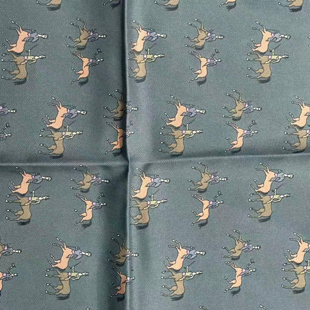 Hermes Scarf Silk Horse Print Handkerchief Blue — view 6