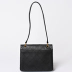 Chanel Quilted Bag CC Logo Caviar Leather Black Gold — view 2