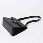 Chanel Quilted Bag CC Logo Caviar Leather Black Gold — view 6