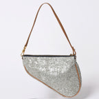 Dior Saddle Pouch Canvas Leather Silver Gold — view 2