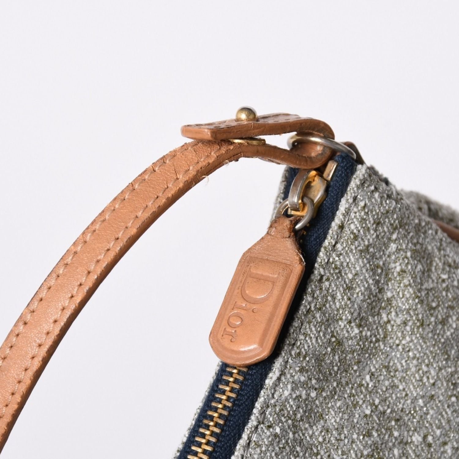 Dior Saddle Pouch Canvas Leather Silver Gold — view 4